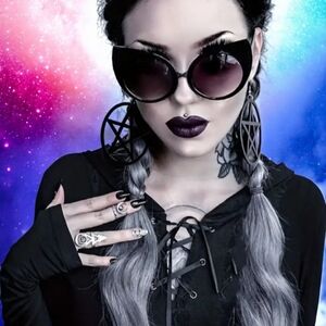 KAT V D Y2K CAT EYE BLACK DARK GOTH SUNGLASSES NWOT